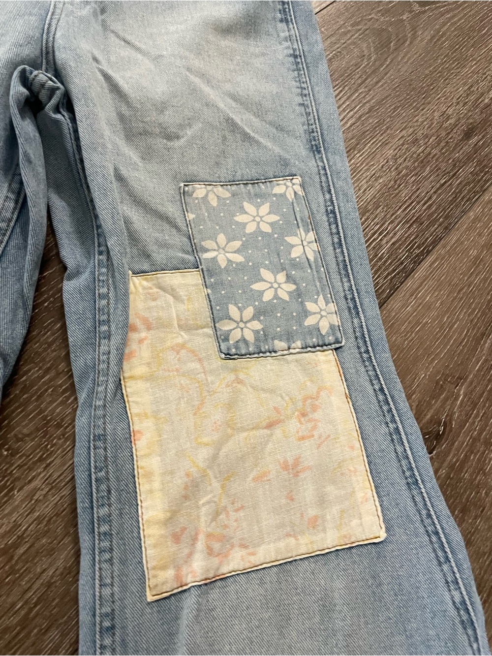 Wrangler X Billabong Collab Extra Flare Jeans Size 27 Blue Lightwash Patchwork - Picture 8 of 14